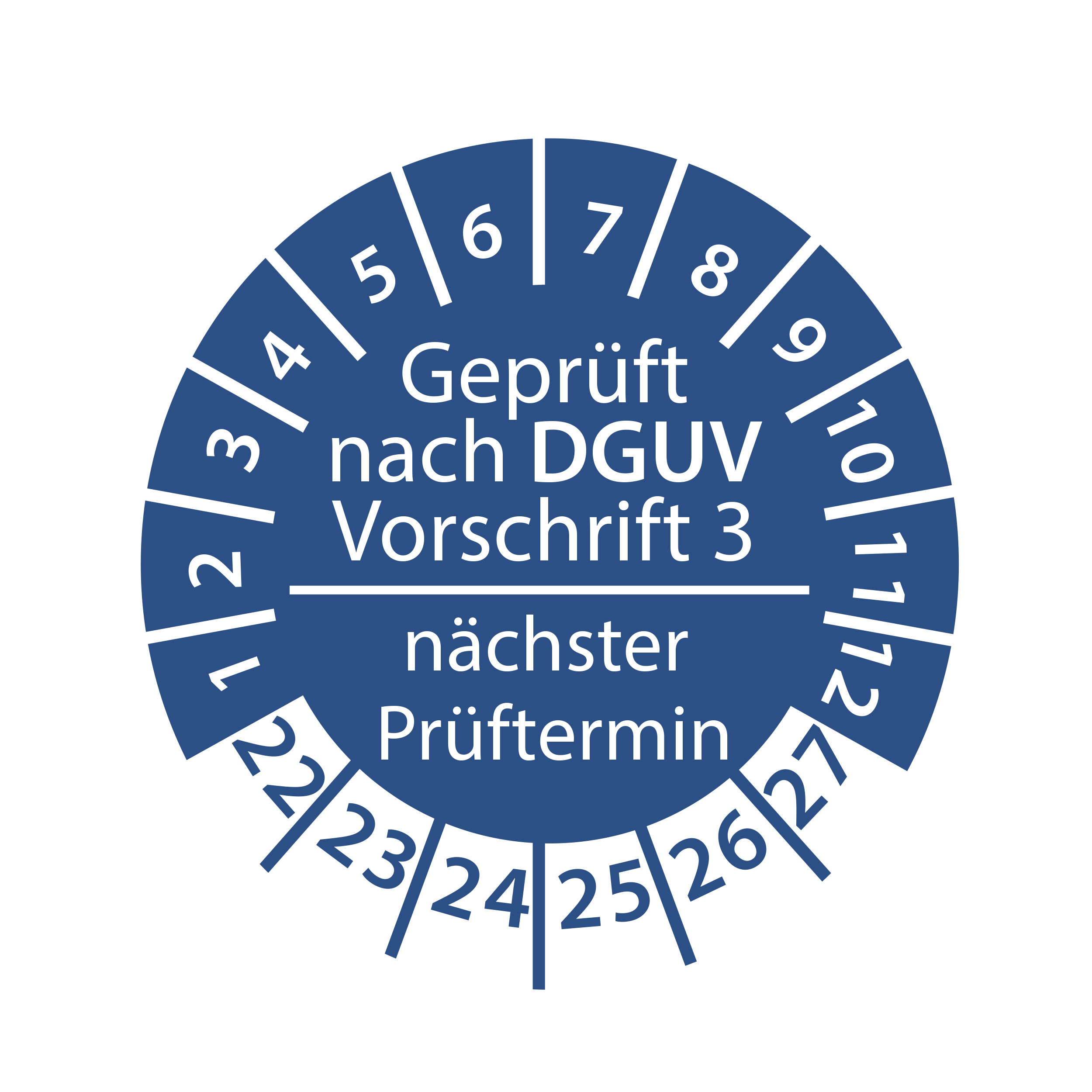 Prüfplakette E-Check Nächster Prüftermin DGUV Vorschrift 3 Elektro Wartung STK MTK geprüft gemäß VDE 2022-2027 Ø 30mm Rund Blau