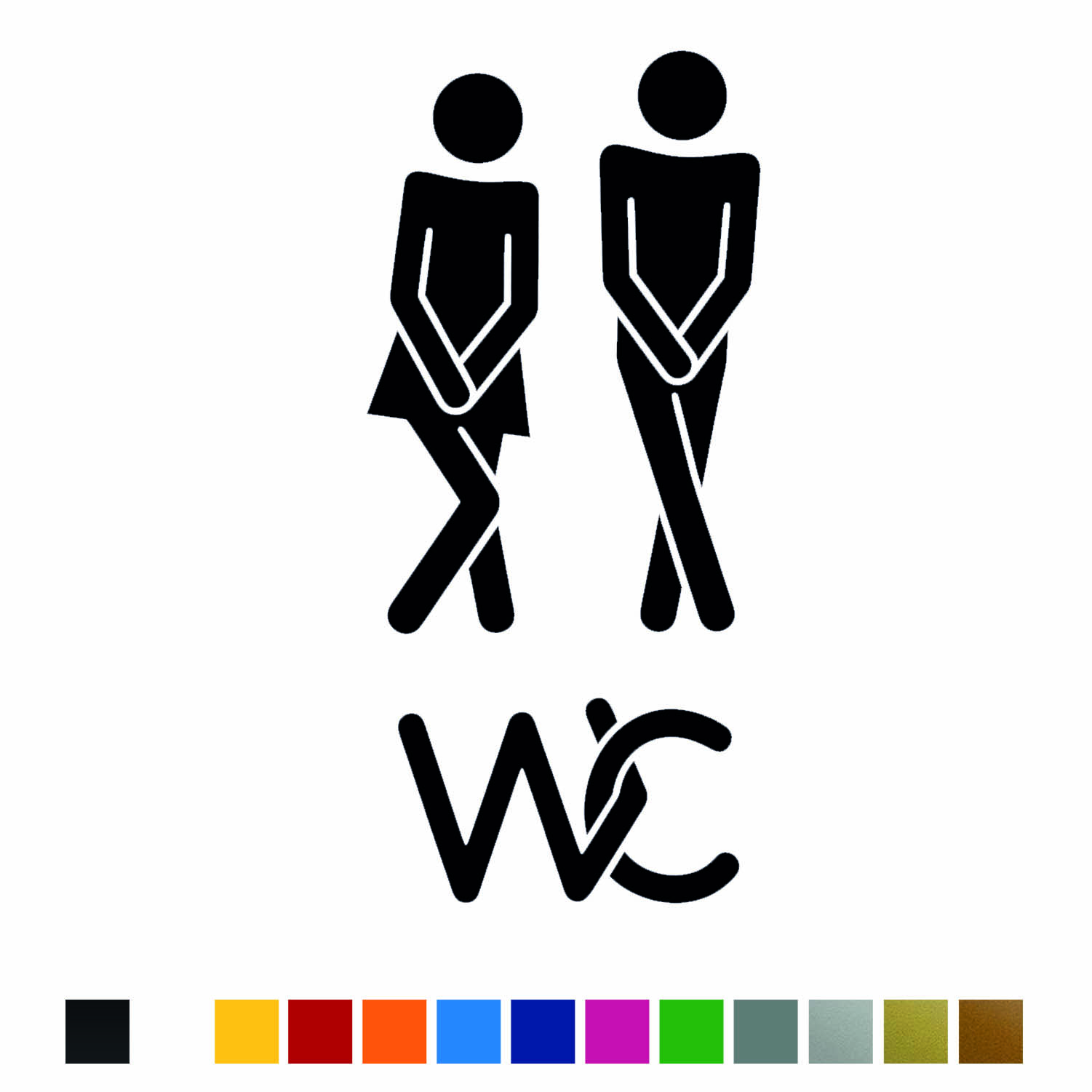 Aufkleber Türaufkleber WC - Dringend WC 2 Fun Toilette in der Farbe Schwarz oder Wunschfarbe