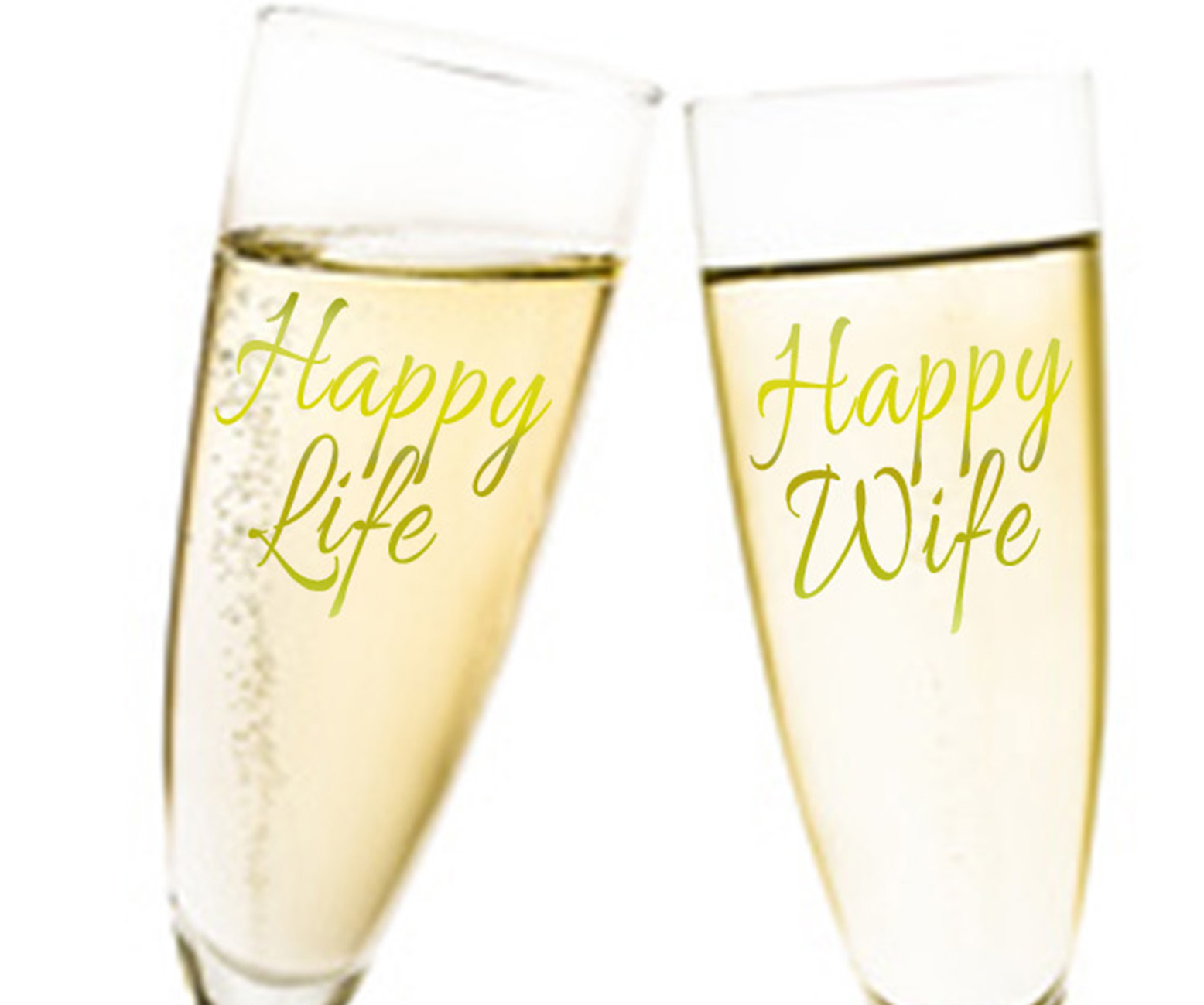 Happy Life Happy Wife Duo 2tlg. Aufkleber Hochzeit für Sektgläser