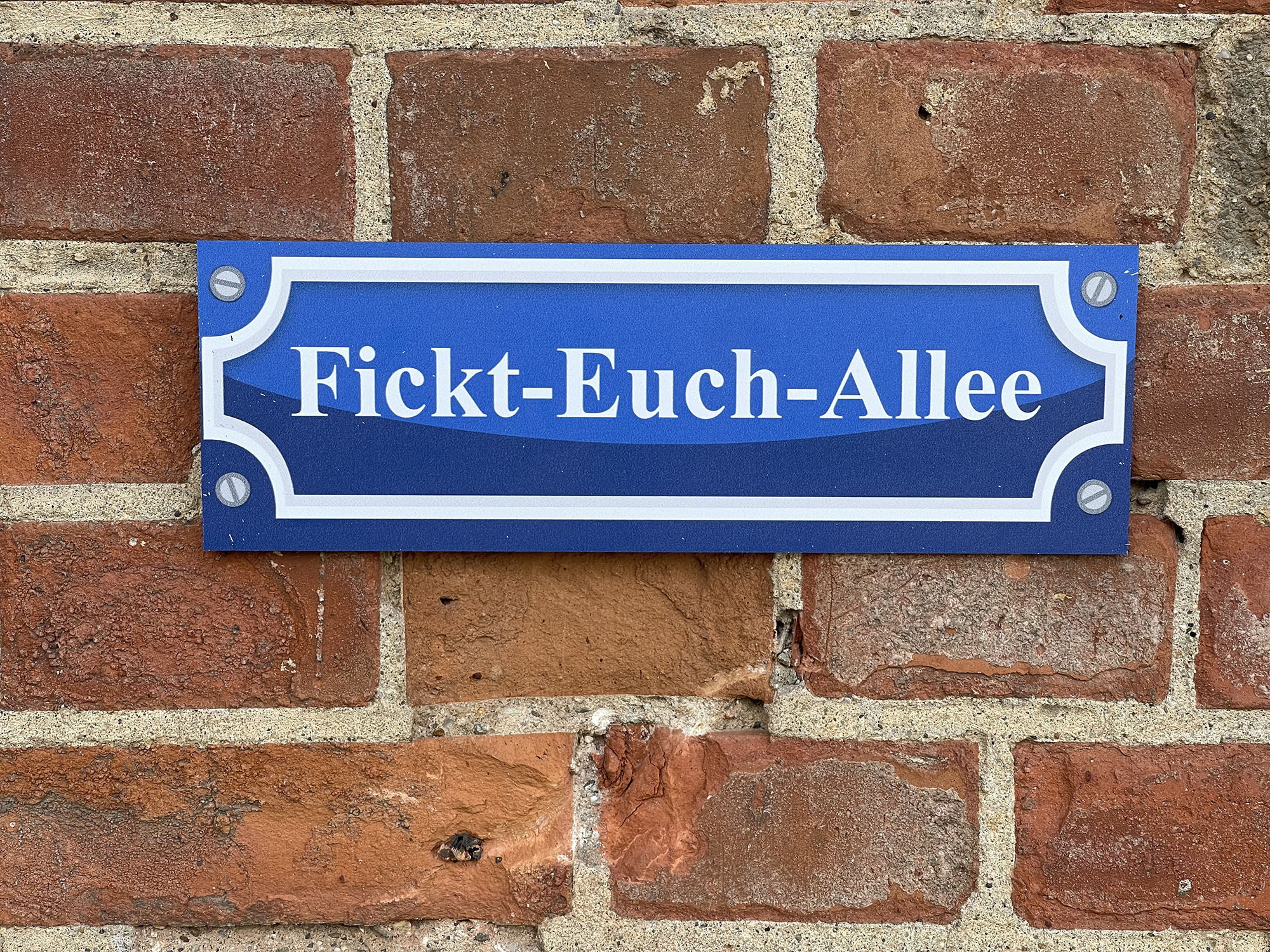 Fickt-Euch-Allee Schild Alu Verbund Türschild Straßenschild Scherzartikel Geschenkidee