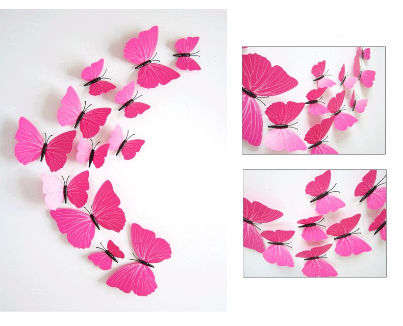 Schmetterlinge 3D Butterfly 12tlg. Wand Aufkleber Dekoration magnetisch selbstklebend