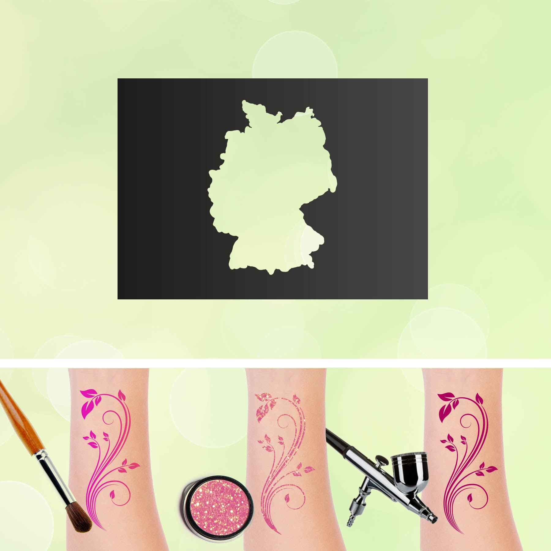 Tattoo Schablonen Deutschlandkarte Selbstklebend Kinderschminken Airbrush