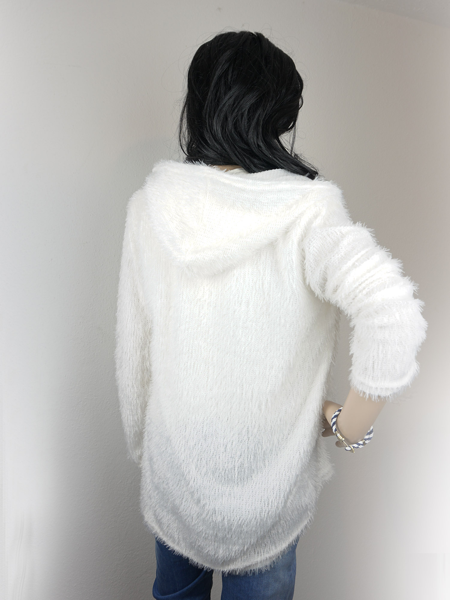 Cardigan Damen Long Sleeve Style Winter Coat Strickjacke Mantel Tunika Hoodie Kapuze