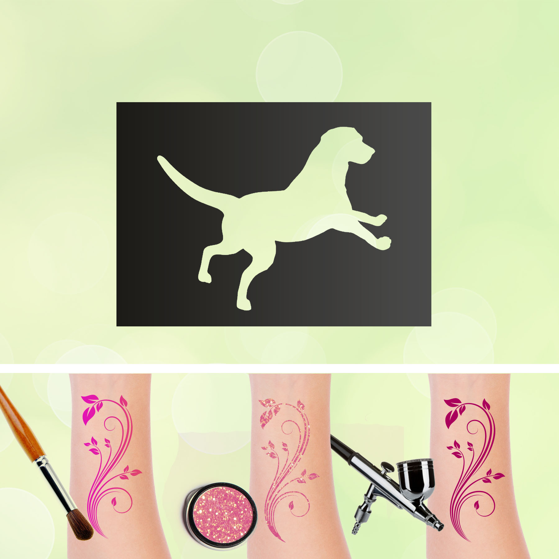 Tattoo Schablonen Hund Selbstklebend Kinderschminken Airbrush