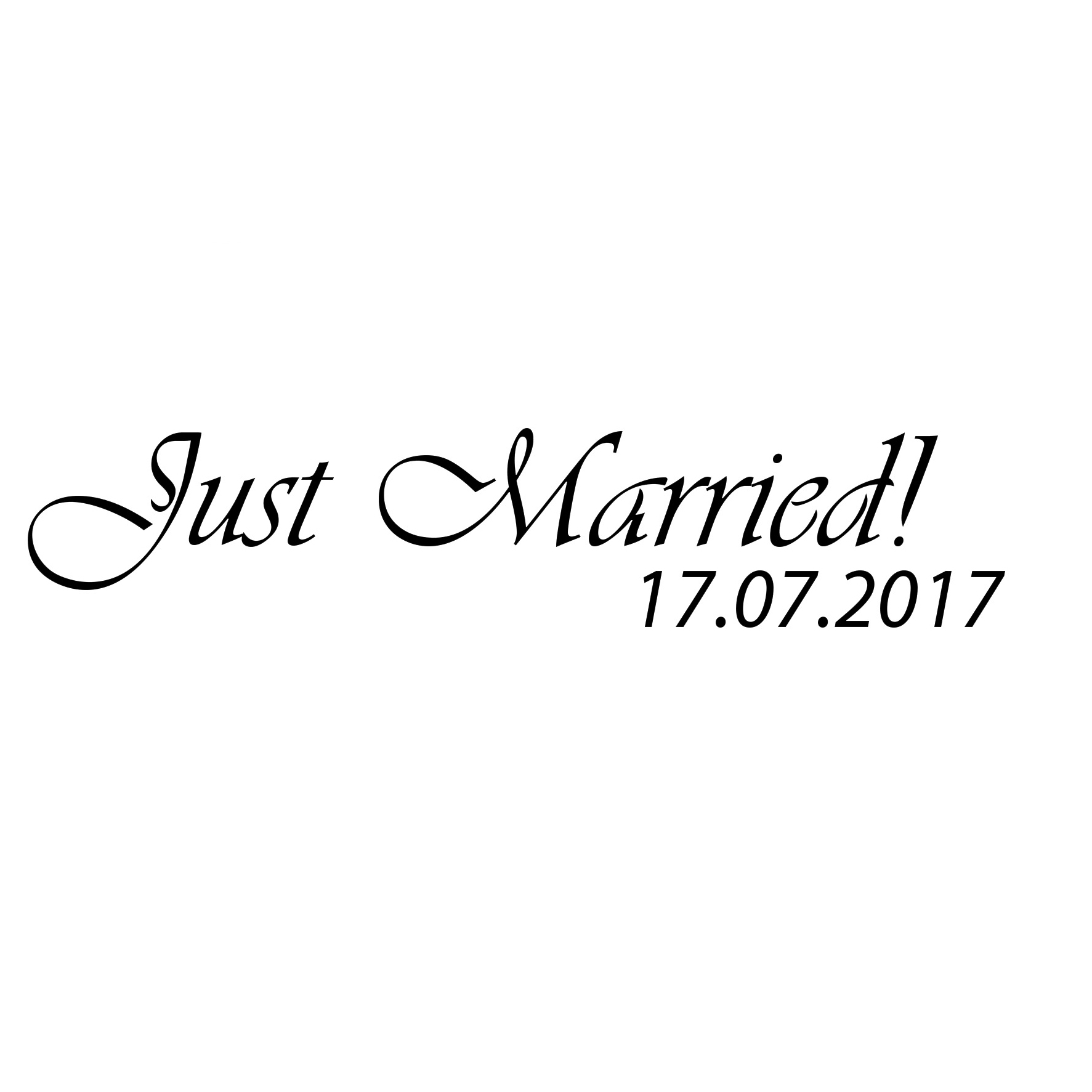 Aufkleber Hochzeit Auto Just Married! mit Datum
