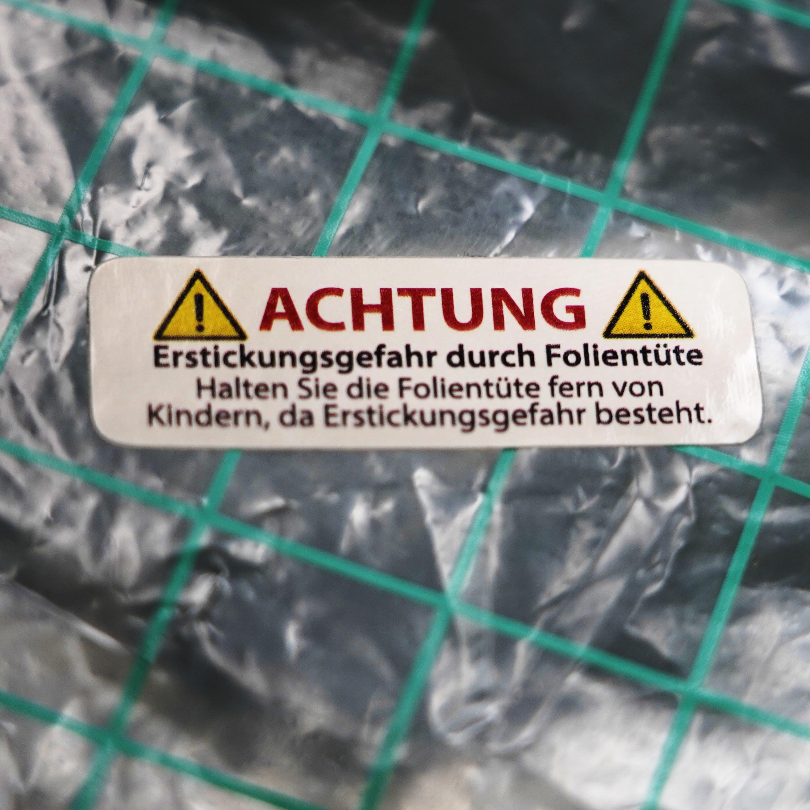 Aufkleber Warnhinweis Erstickungsgefahr durch Folientüten 10.000 Stück selbstklebend auf Rolle Sticker Etiketten Klebeetiketten Vorsicht Suffocation Folie Plastikbeutel
