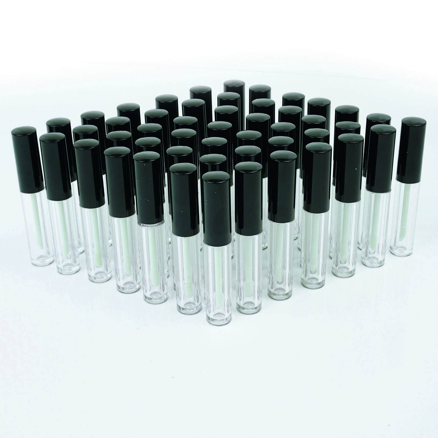 Lipgloss glasklare Flaschen Rund mit Applikator Black Shine Garnitur 3ml leer Kunststoff DIY Make up