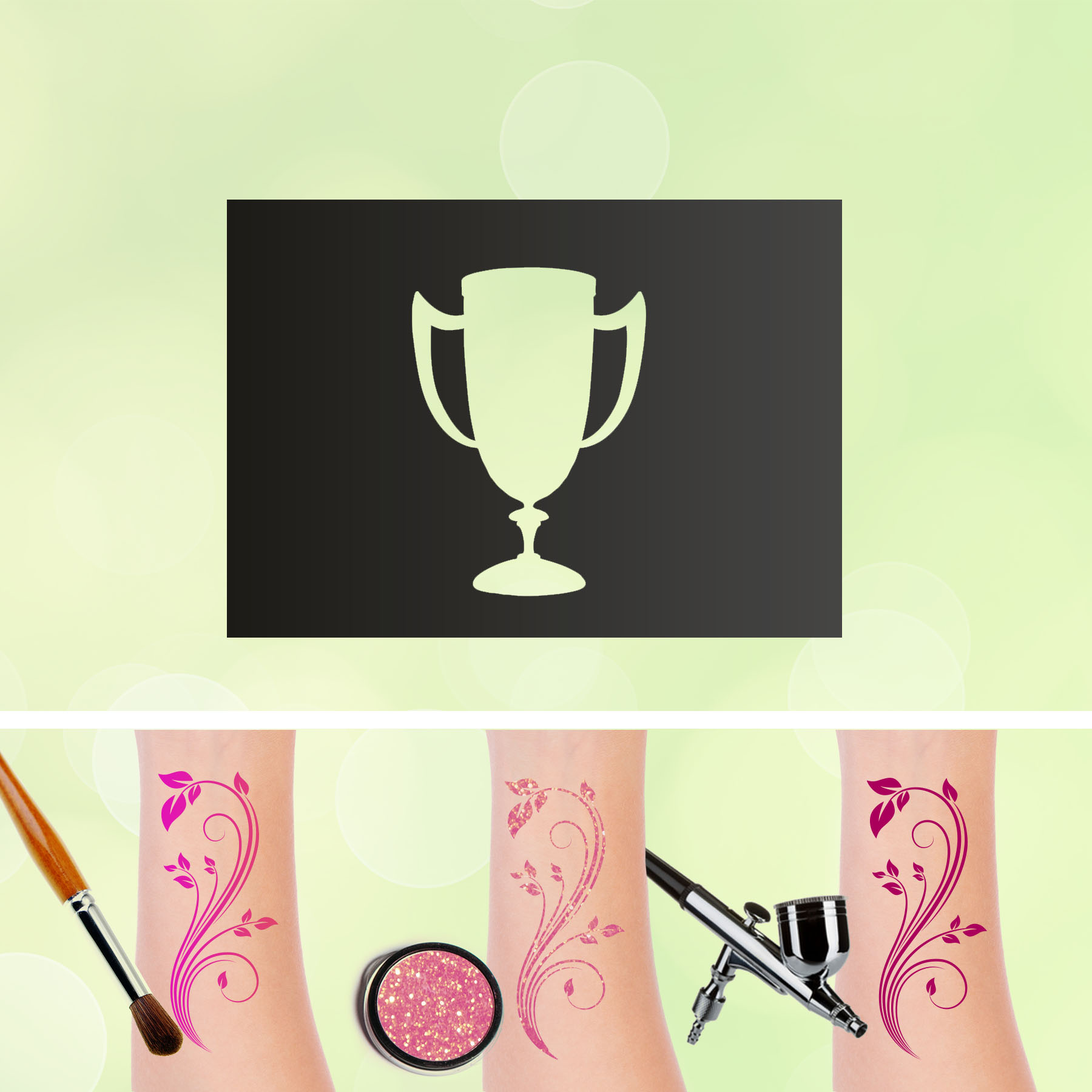 Tattoo Schablonen Pokal Selbstklebend Kinderschminken Airbrush