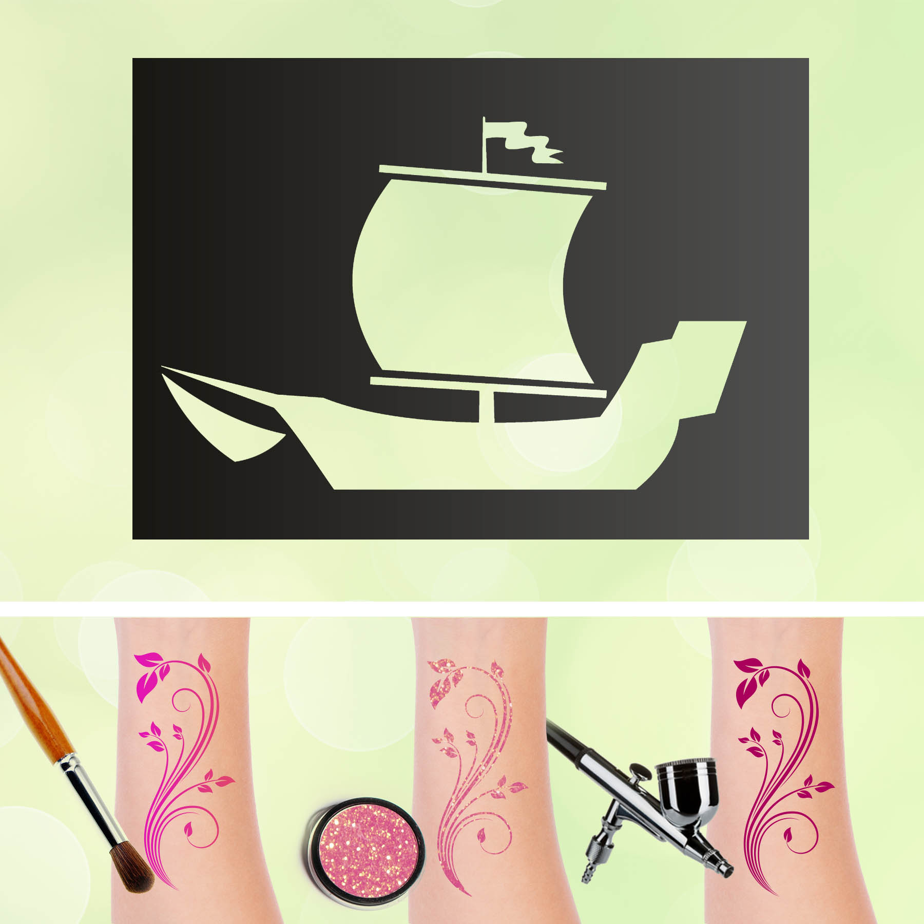 Tattoo Schablonen Schiff Selbstklebend Kinderschminken Airbrush