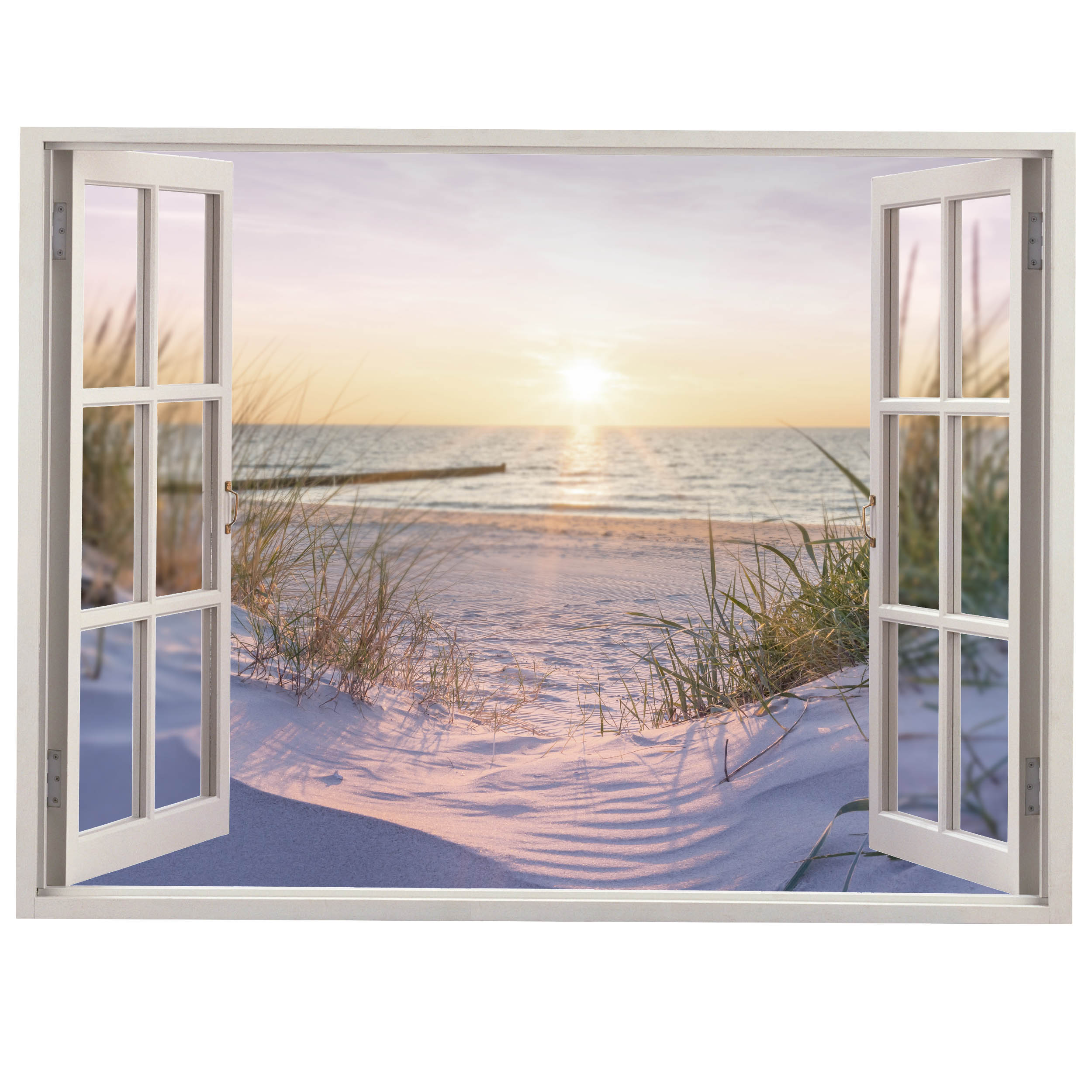 Wandbild Querformat Titel: Fensterrahmen Ostsee Textur Bild Wanddeko Alu Dibond Leinwand Acrylglas Holzbalken Butlerfinish Poster