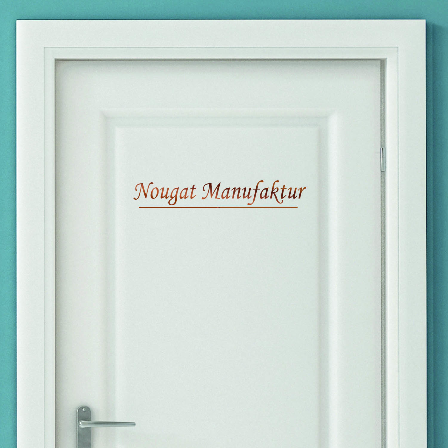 Aufkleber Türaufkleber Bad WC - Nougat Manufaktur Toilette Fun Sticker in Kupfer oder Wunschfarbe
