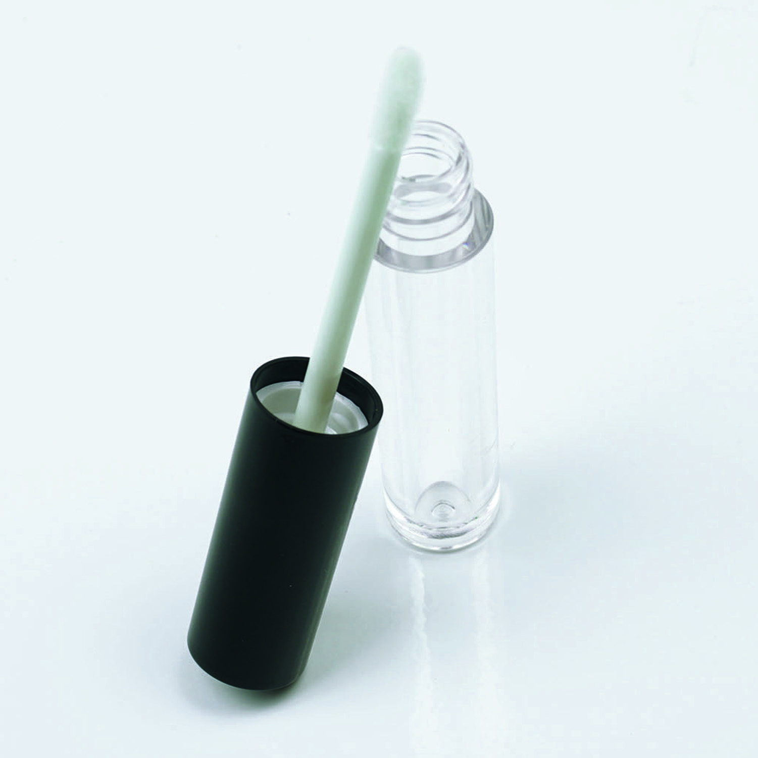 Lipgloss glasklare Flaschen Rund mit Applikator Black Shine Garnitur 3ml leer Kunststoff DIY Make up