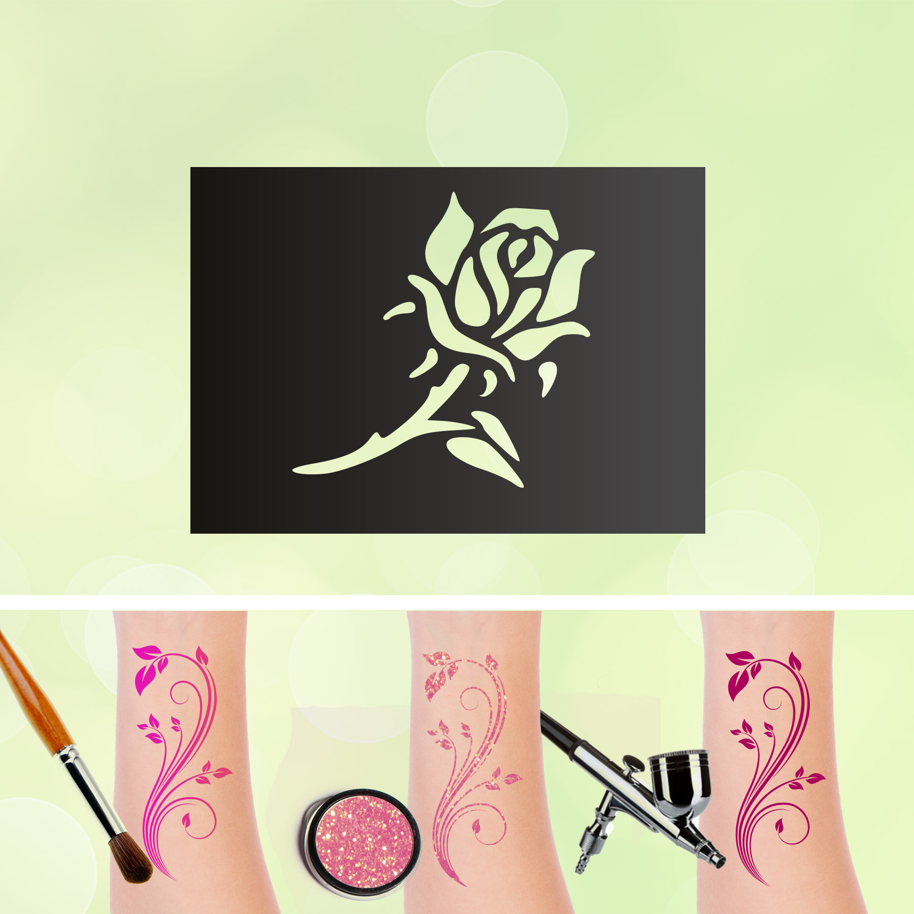 Tattoo Schablonen Rose Selbstklebend Kinderschminken Airbrush