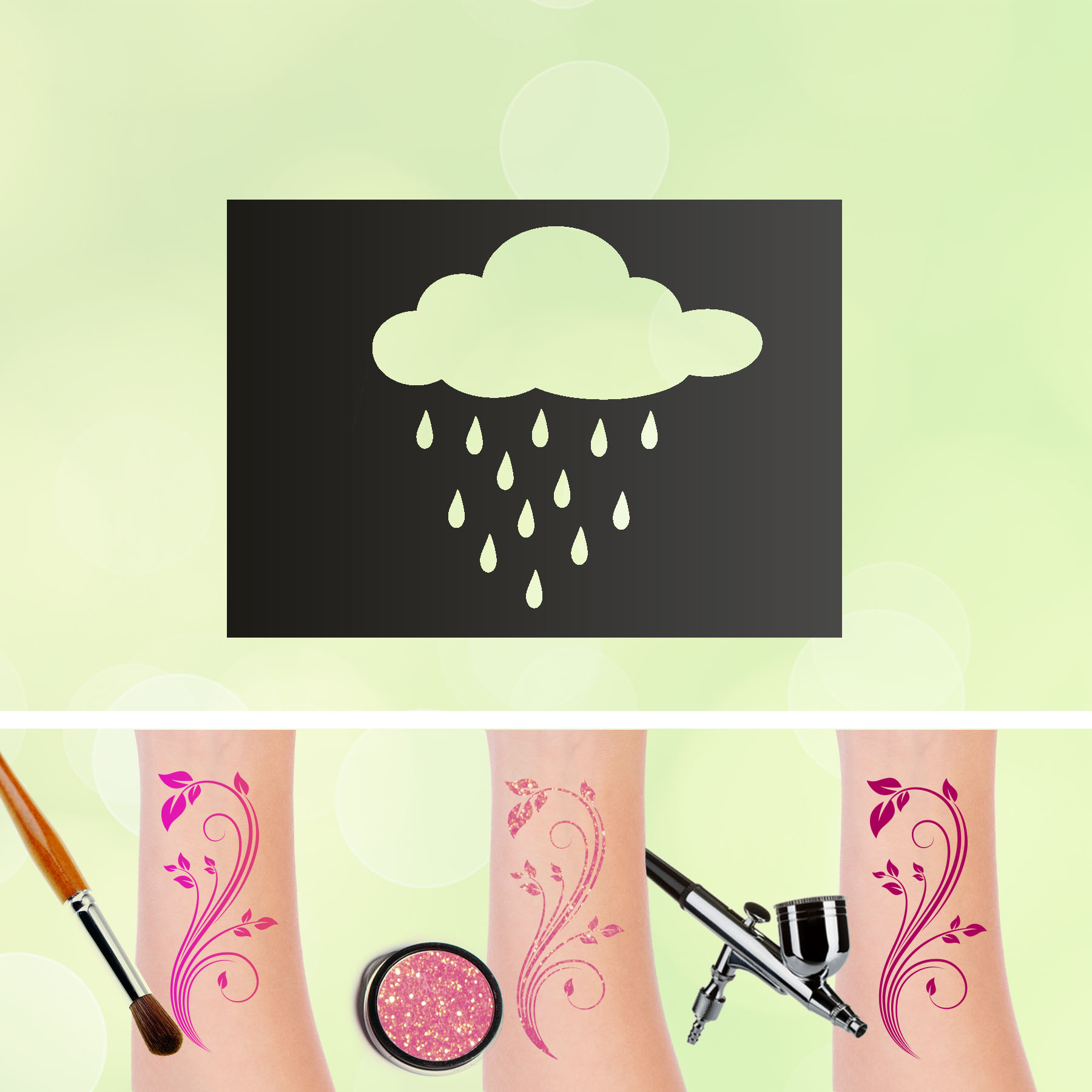 Tattoo Schablonen Regenwolke Selbstklebend Kinder Schminken Airbrush