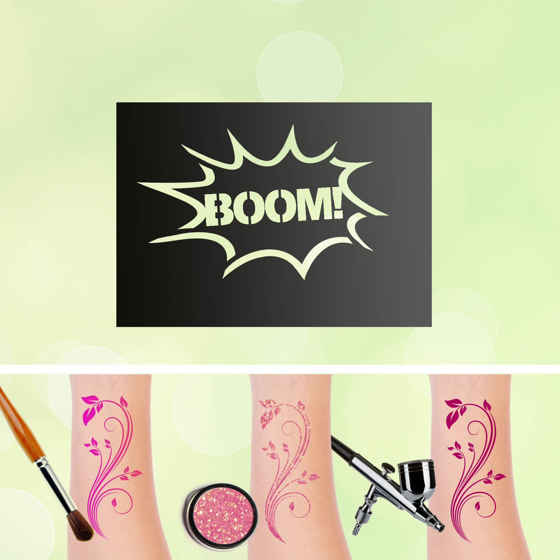 Tattoo Schablonen Boom Selbstklebend Kinderschminken Airbrush