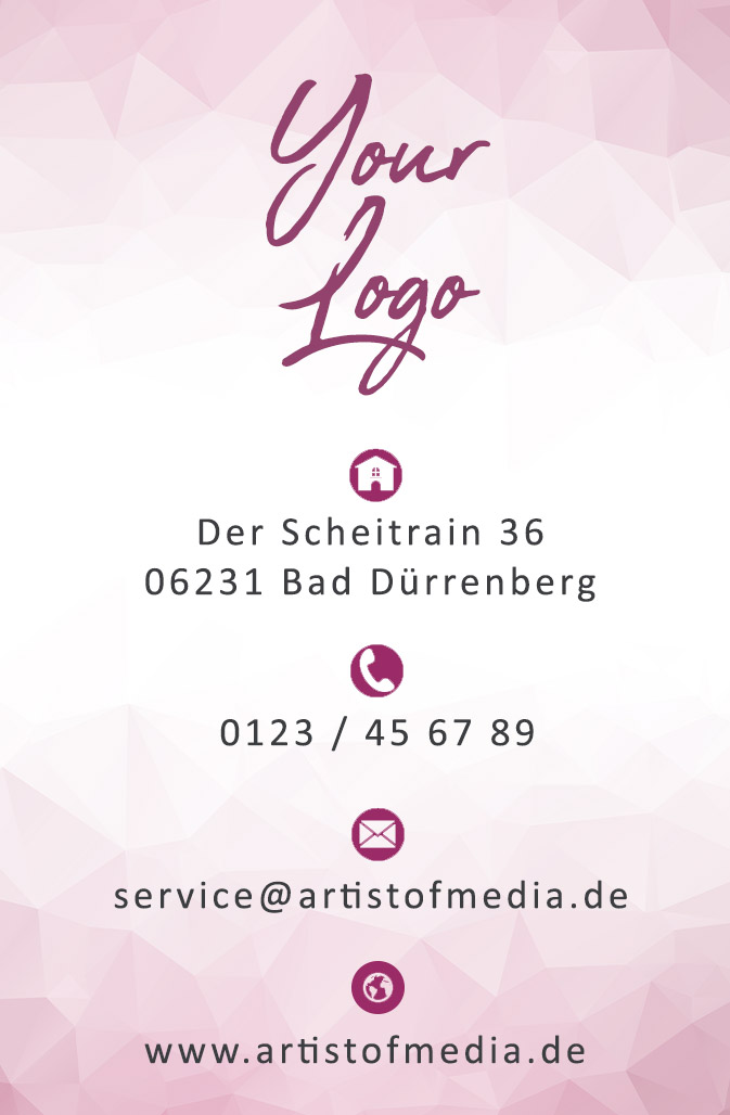 Visitenkarten individuell Fertiges Design Pink+Ihr Inhalt Bestellkärtchen Termin 350g/qm 85 x 55mm