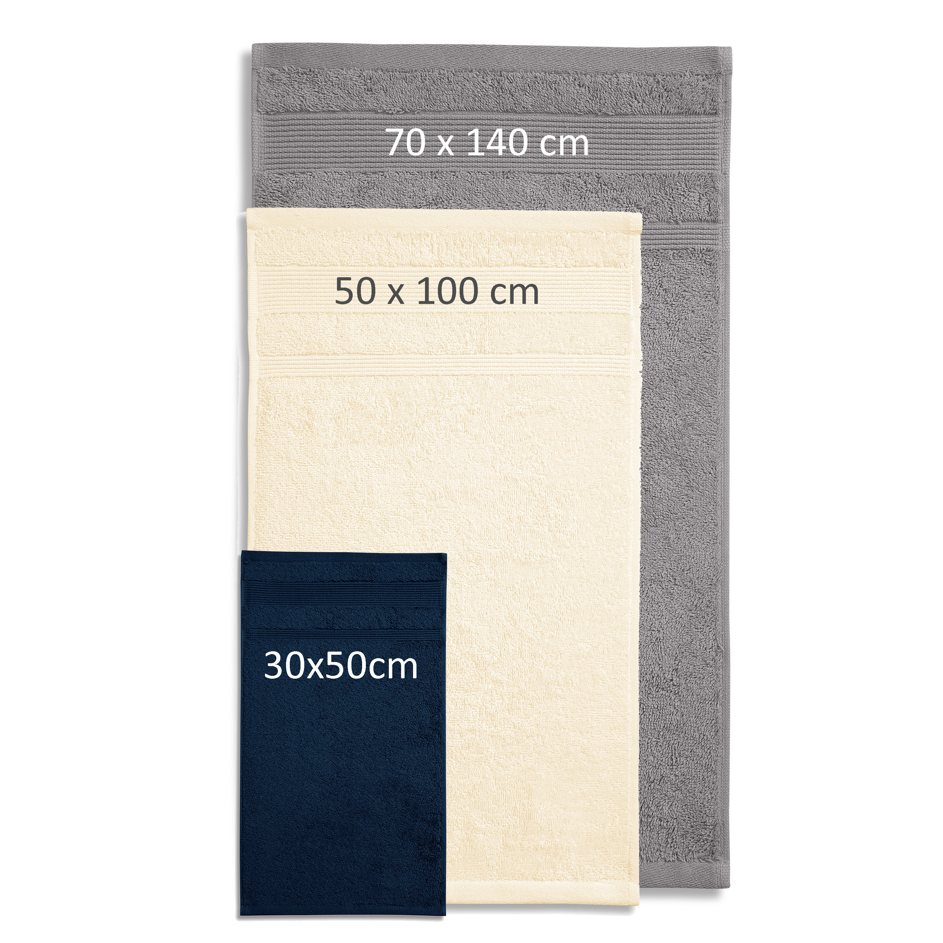 3er Set Handtücher 100% Bio Baumwolle  450g/m2