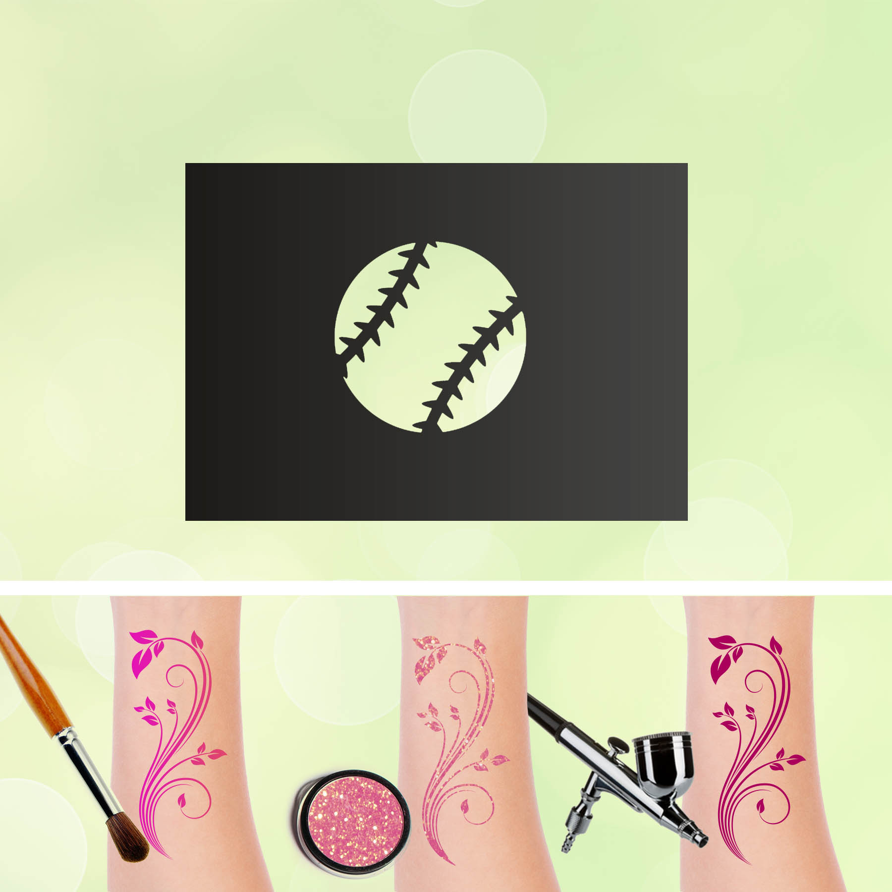 Tattoo Schablonen Tennisball Selbstklebend Kinderschminken Airbrush