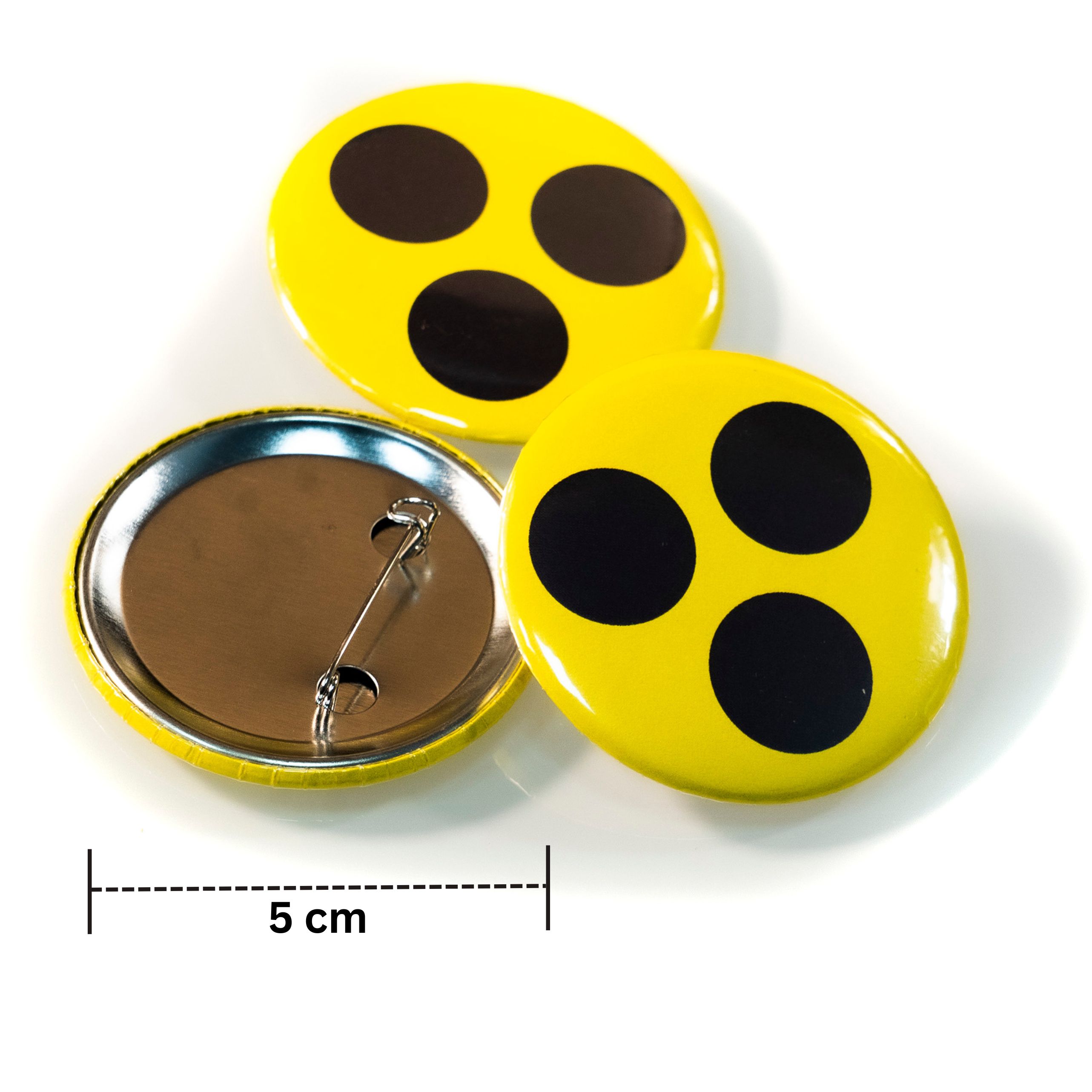 Blindenzeichen - Anstecker 3er Set Blindenplakette Button Gelb für Blinde und Sehbehinderte Rund Ø ca. 5cm Ansteckpin blinden button Nadel Sicherheitsnadel Blindenabzeichen aus Metall