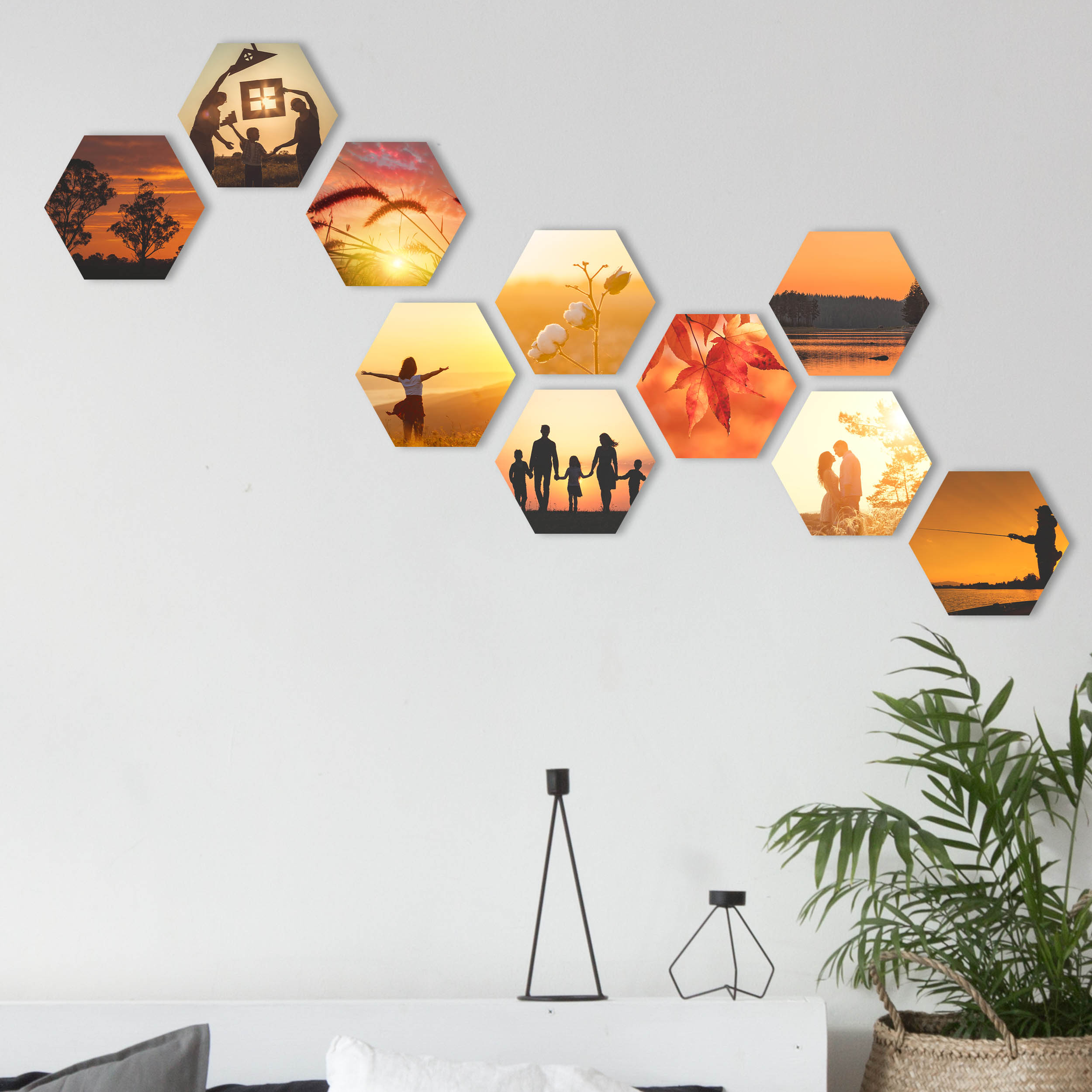 Hexagon Wabe Wandbilder - Gestalten Sie Ihre Wanddeko mit Ihren eigenen Bildern oder Fotos selbst. Fotogeschenke personalisiert mit Wunschmotiv