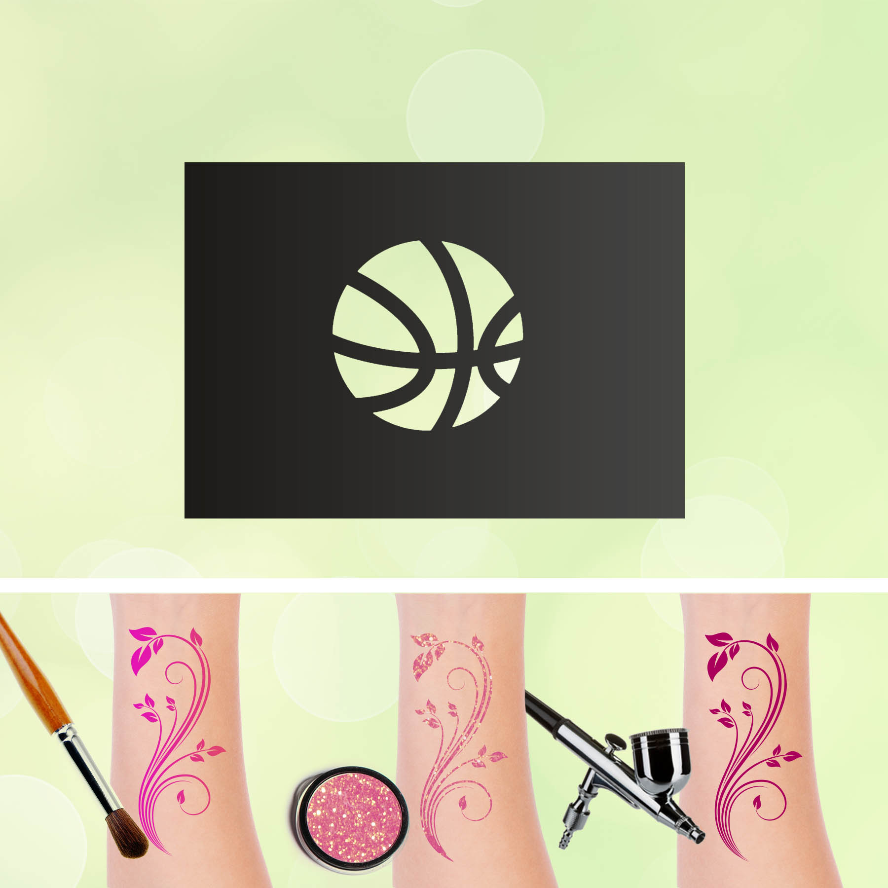 Tattoo Schablonen Basketball Selbstklebend Kinderschminken Airbrush