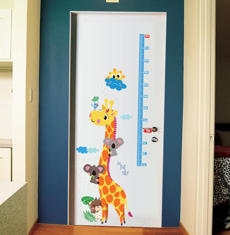 Wandtattoo Kinderzimmer - Messlatte Giraffe Wolke Sonne 70 - 180 cm