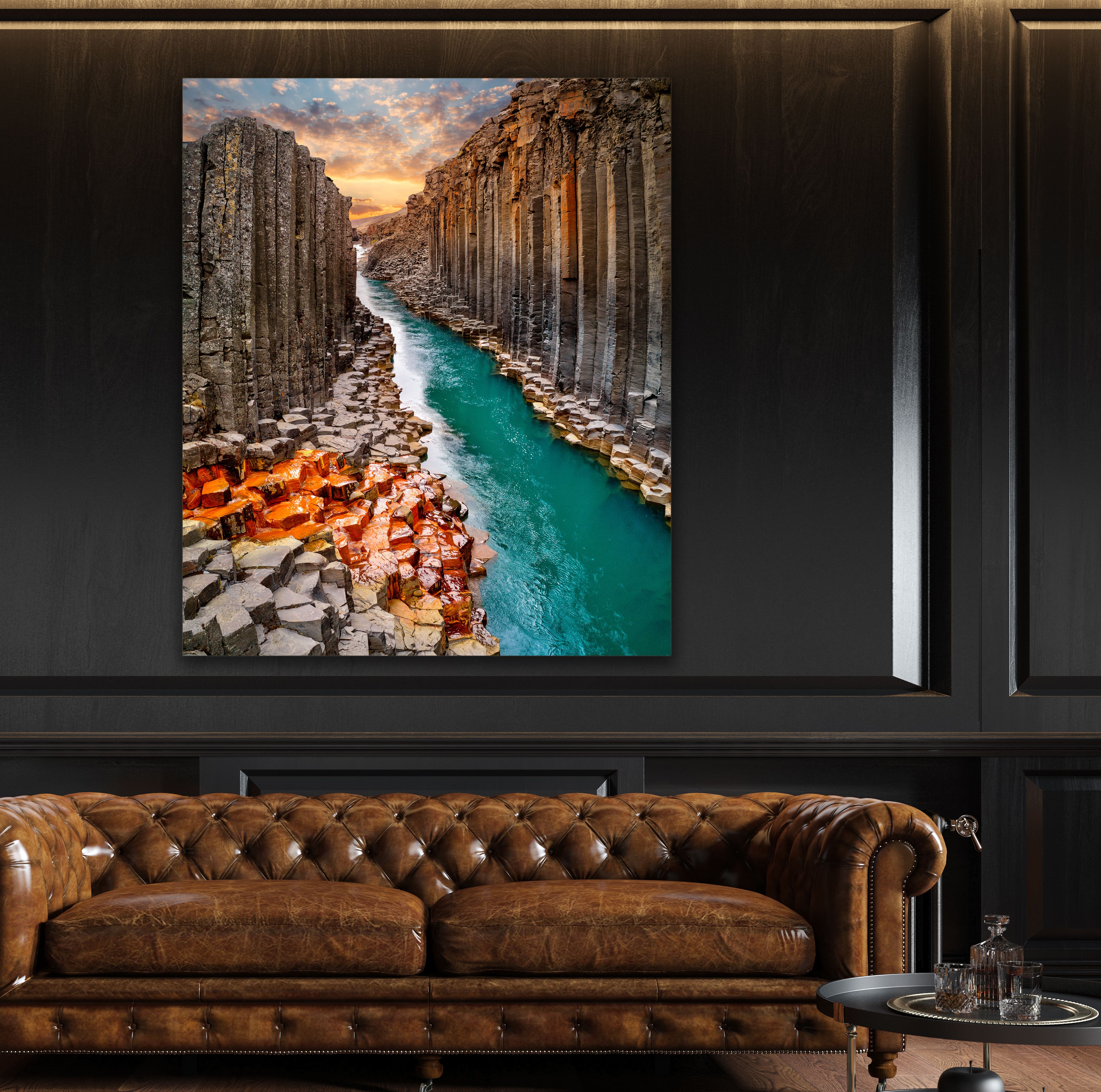 Wandbild Hochformat Titel: Canyon fantastische Landschaft - Bild Wanddeko Alu Dibond Leinwand Acrylglas Holzbalken Butlerfinish Poster 