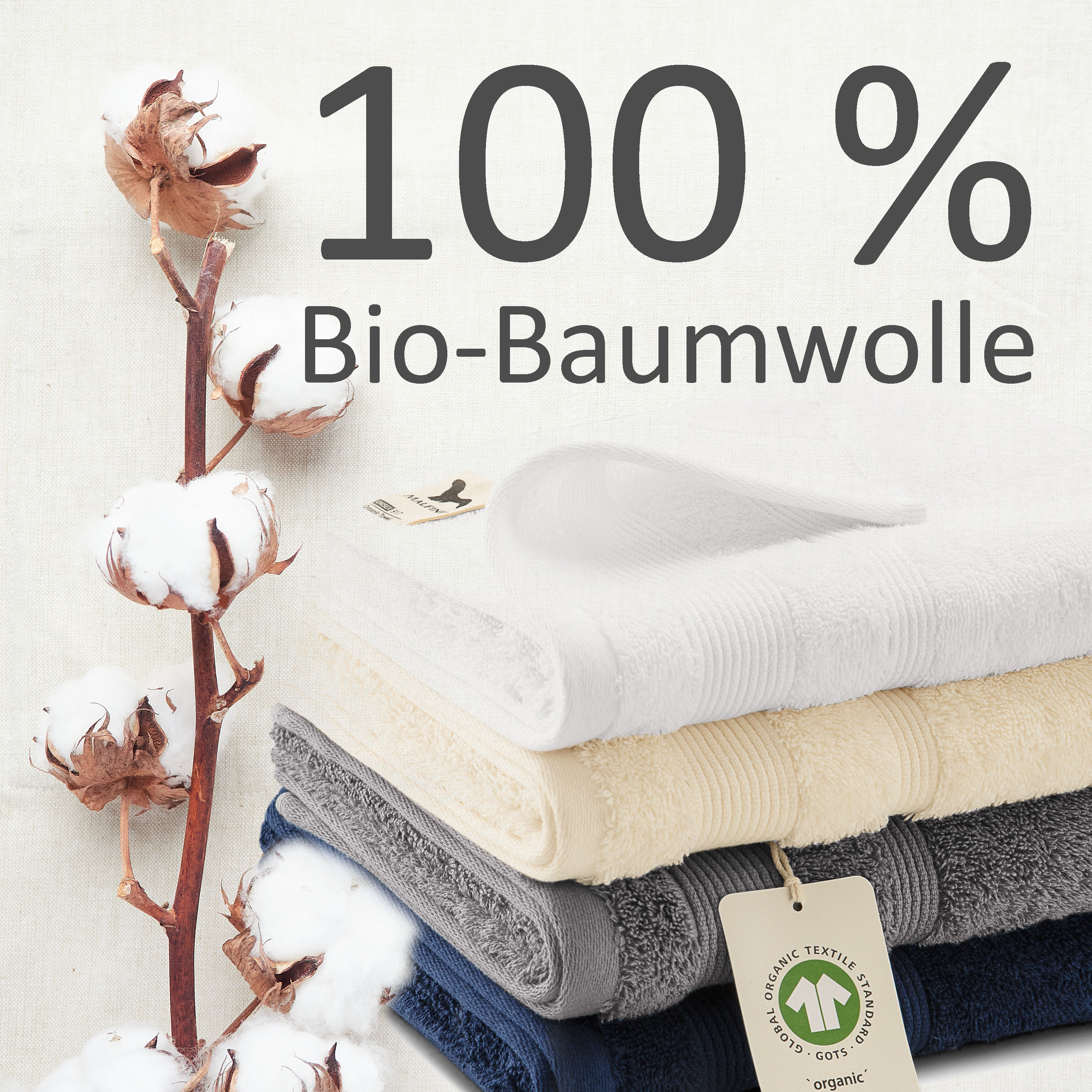 3er Set Handtücher 100% Bio Baumwolle  450g/m2