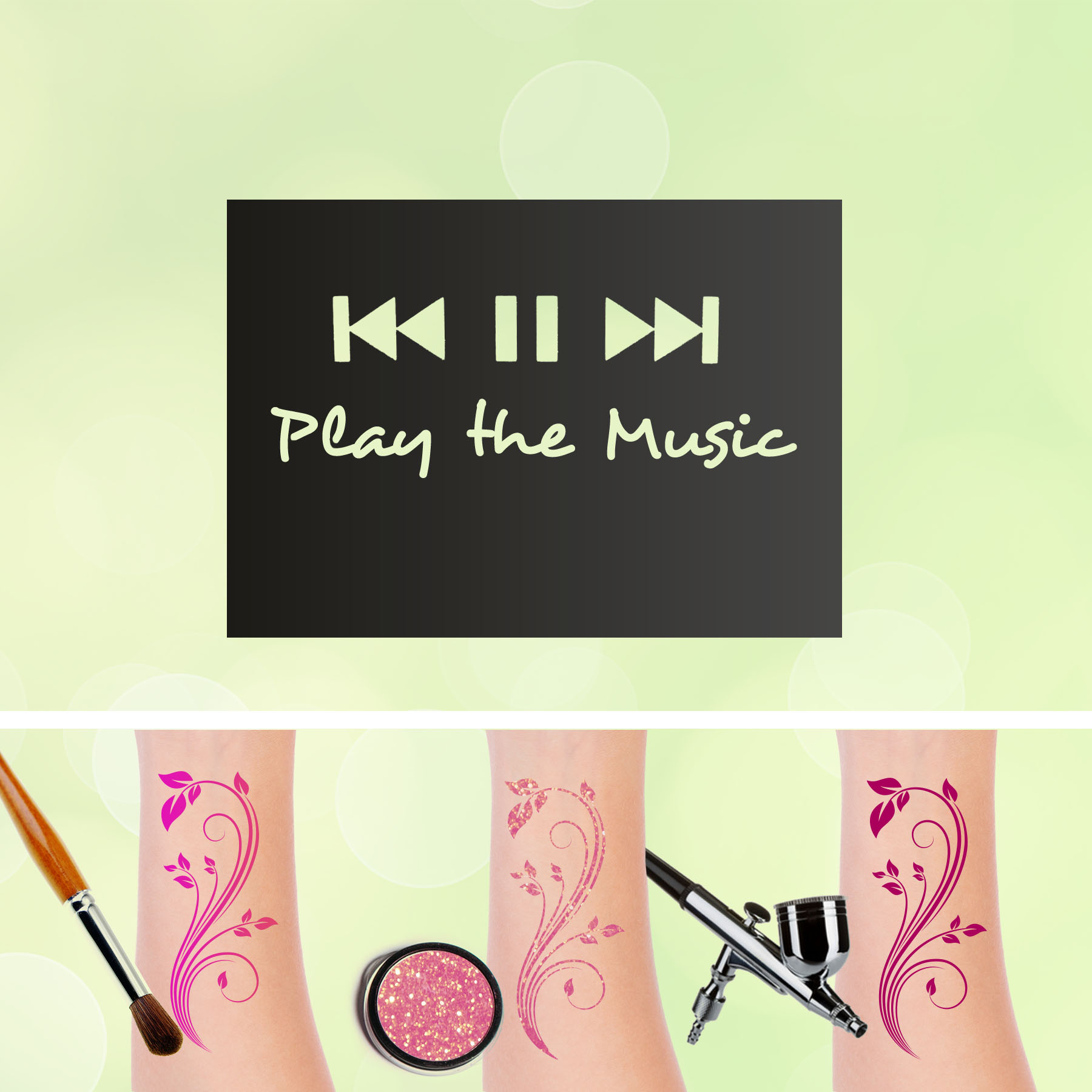 Tattoo Schablonen Play Music Selbstklebend Kinderschminken Airbrush