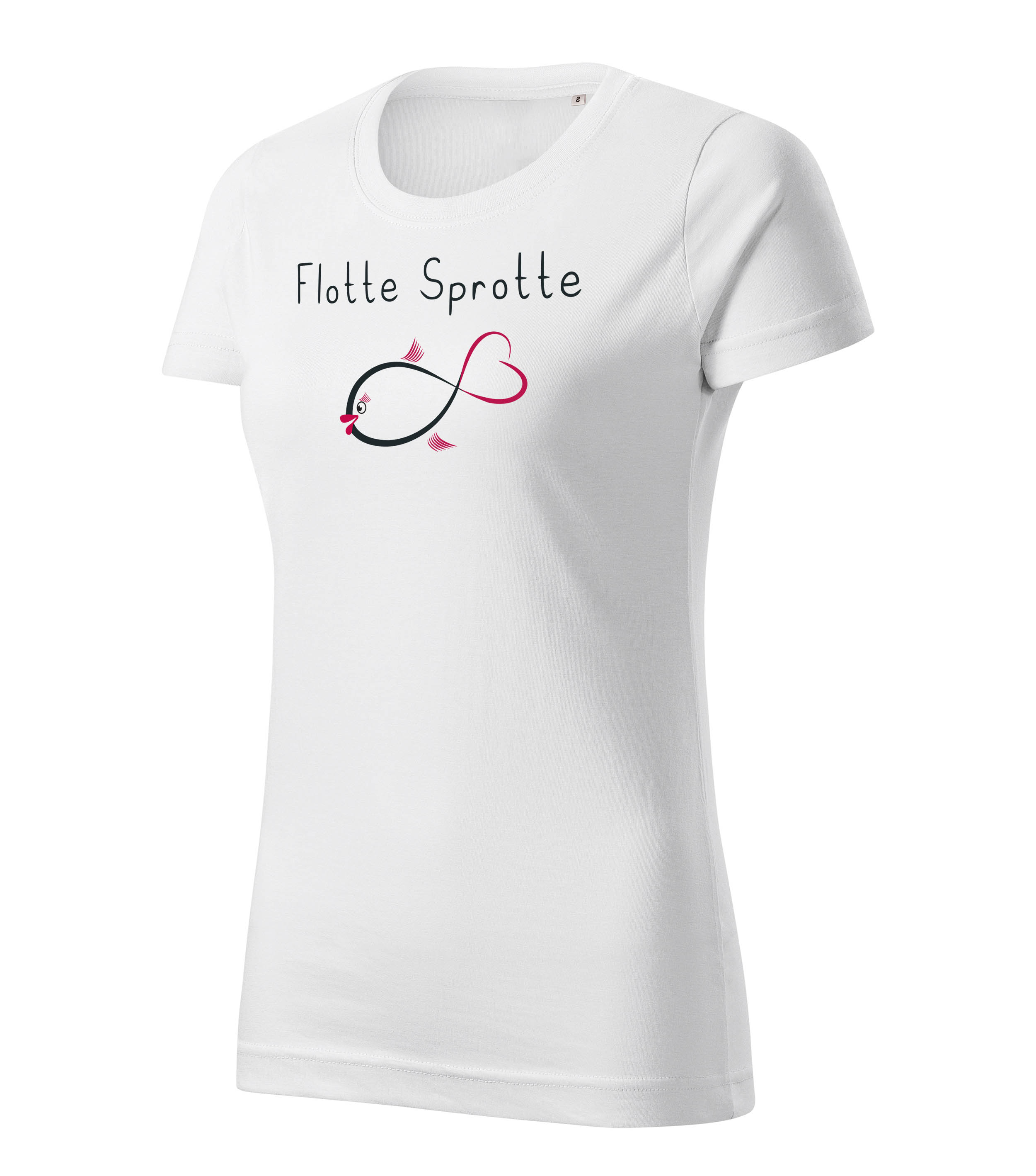 T-Shirt Damen - Flotte Sprotte Damen Oberteil - in 2 Farben und in verschiedenen Größen - Damen Top perfekt als Geschenk mit lustige Aufdruck für Frauen 