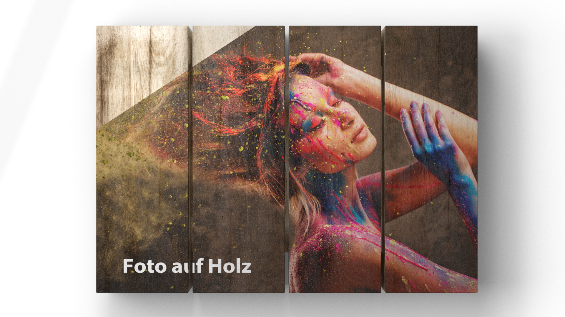 Wandbild Querformat Titel: Fuchs Bunt Gemälde Öl  Bild Wanddeko Alu Dibond Leinwand Acrylglas Holzbalken Butlerfinish Poster 