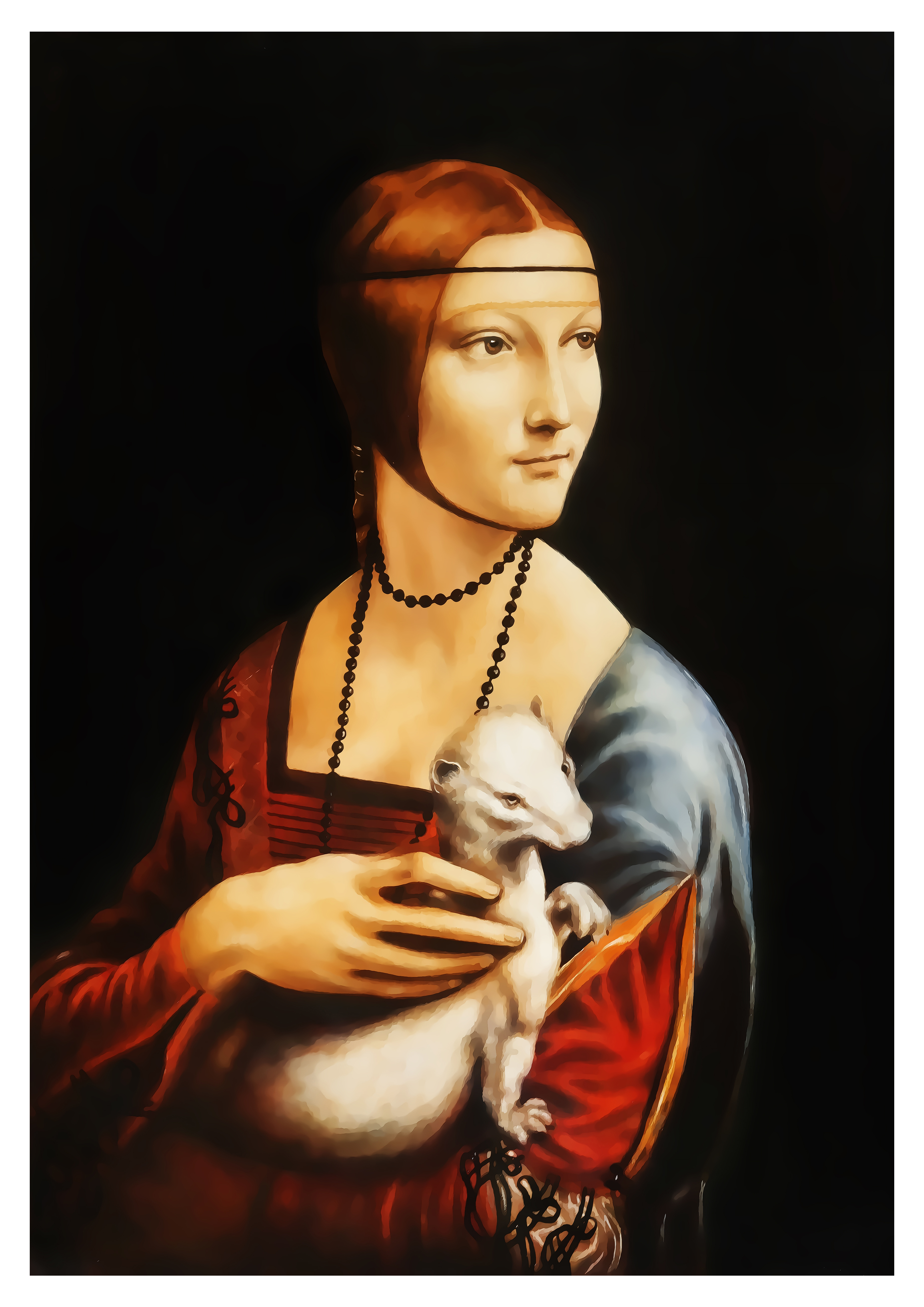 Wandbild Hochformat Titel: da Vinci Lady Repro Wanddeko Alu Dibond Leinwand Acrylglas Holzbalken Butlerfinish Poster Kopie