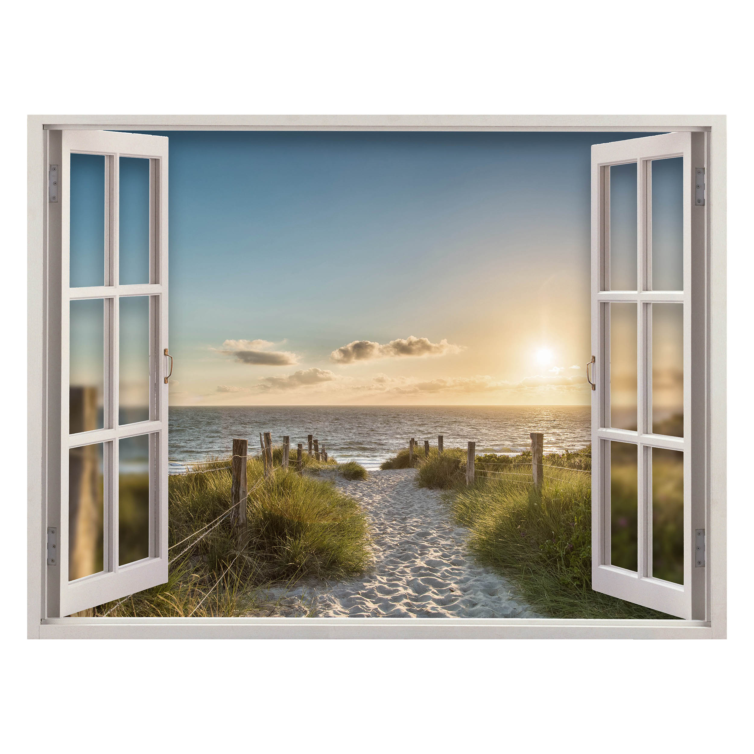 Wandbild Querformat Titel: Fensterrahmen Nordsee Textur Bild Wanddeko Alu Dibond Leinwand Acrylglas Holzbalken Butlerfinish Poster 