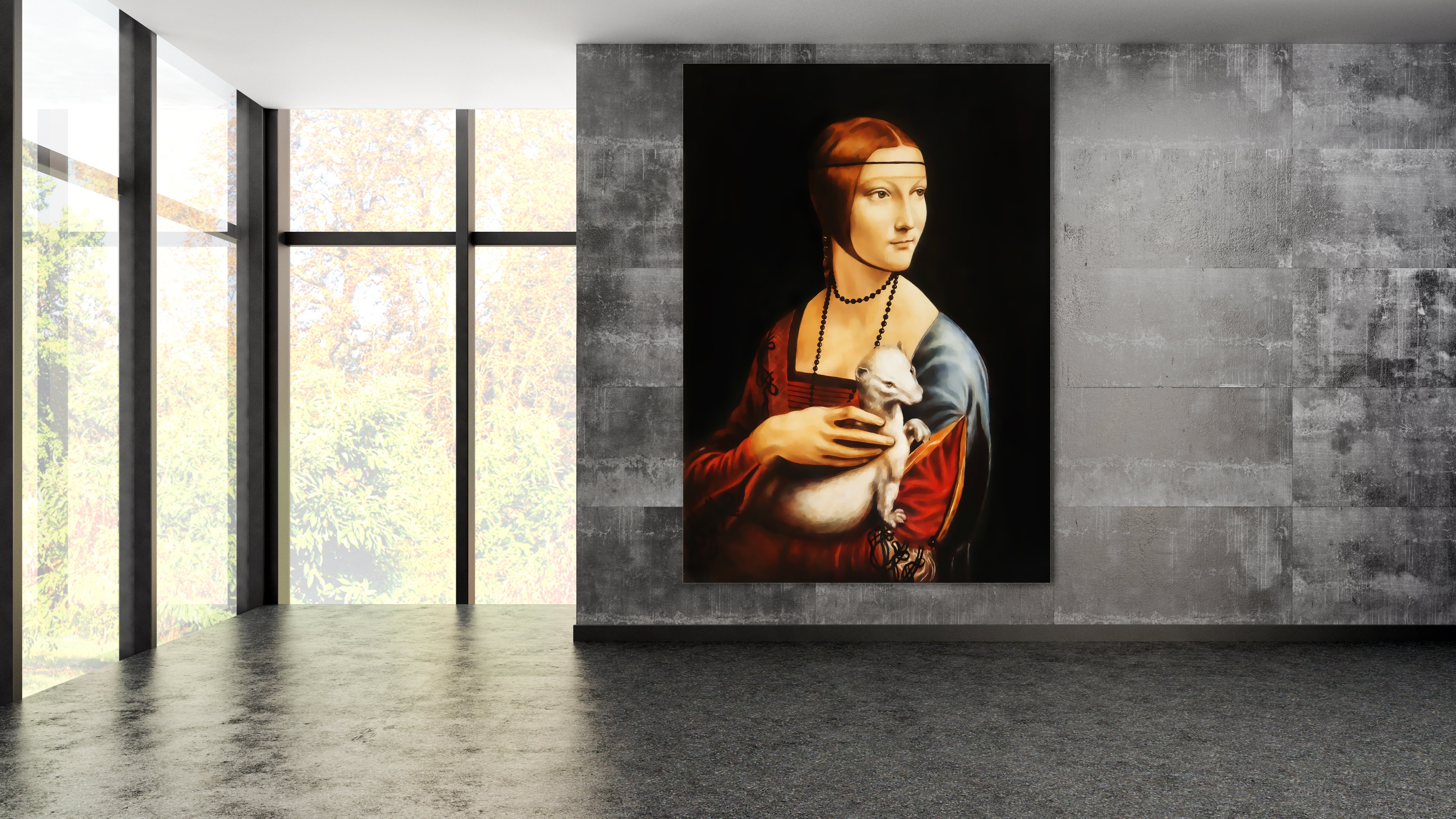 Wandbild Hochformat Titel: da Vinci Lady Repro Wanddeko Alu Dibond Leinwand Acrylglas Holzbalken Butlerfinish Poster