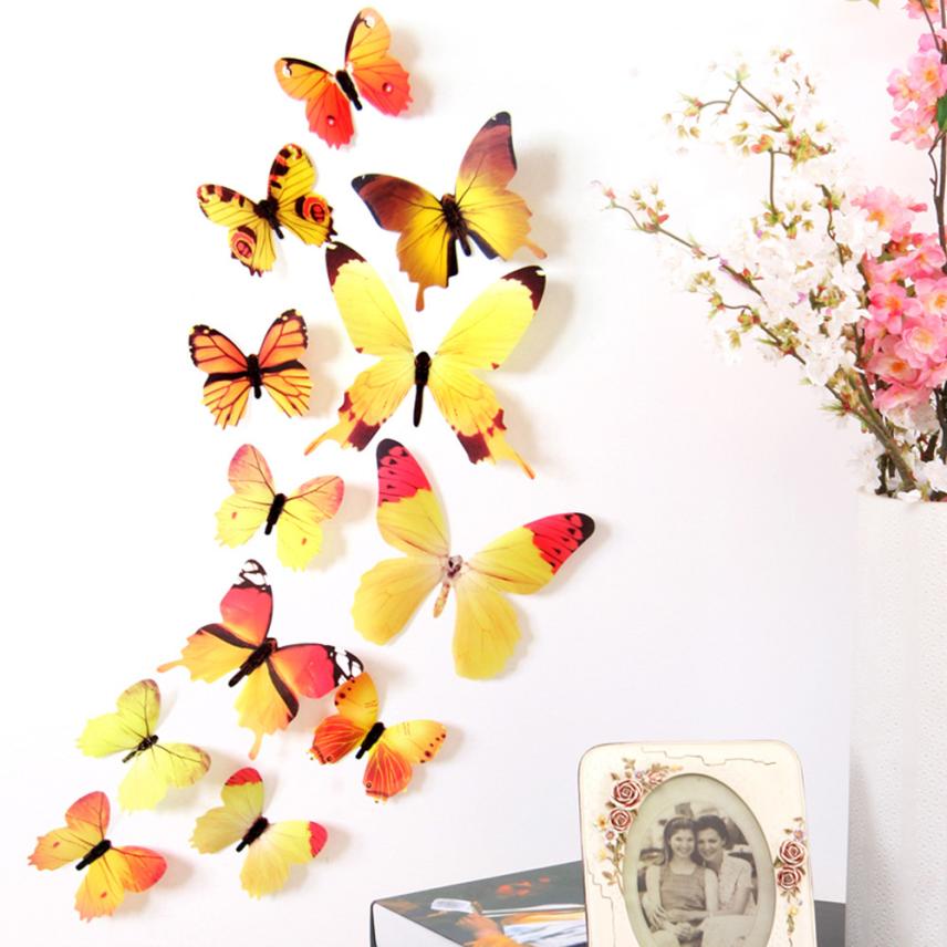 Schmetterlinge 3D Butterfly 12tlg. Wand Aufkleber Dekoration magnetisch selbstklebend