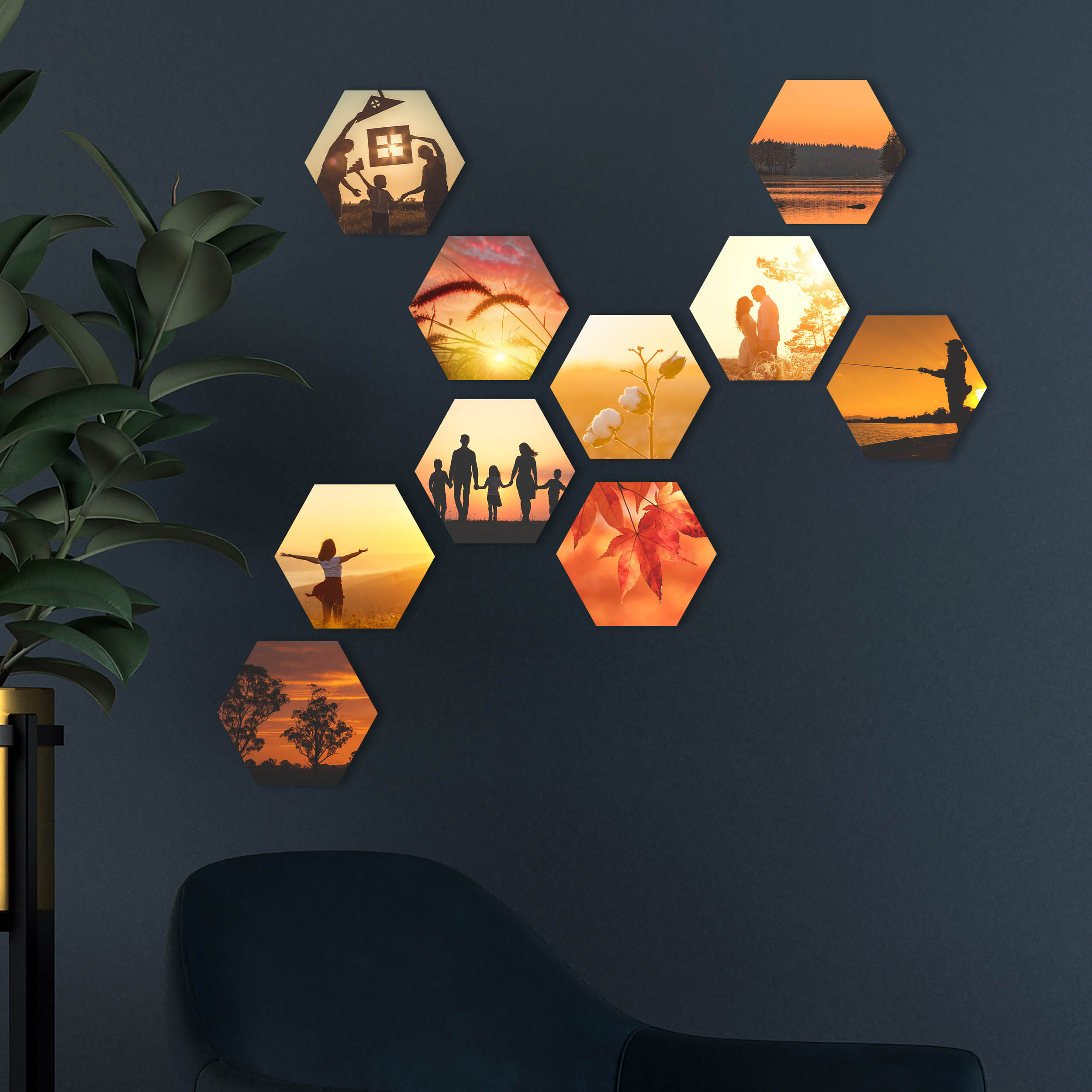 Hexagon Wabe Wandbilder - Gestalten Sie Ihre Wanddeko mit Ihren eigenen Bildern oder Fotos selbst. Fotogeschenke personalisiert mit Wunschmotiv