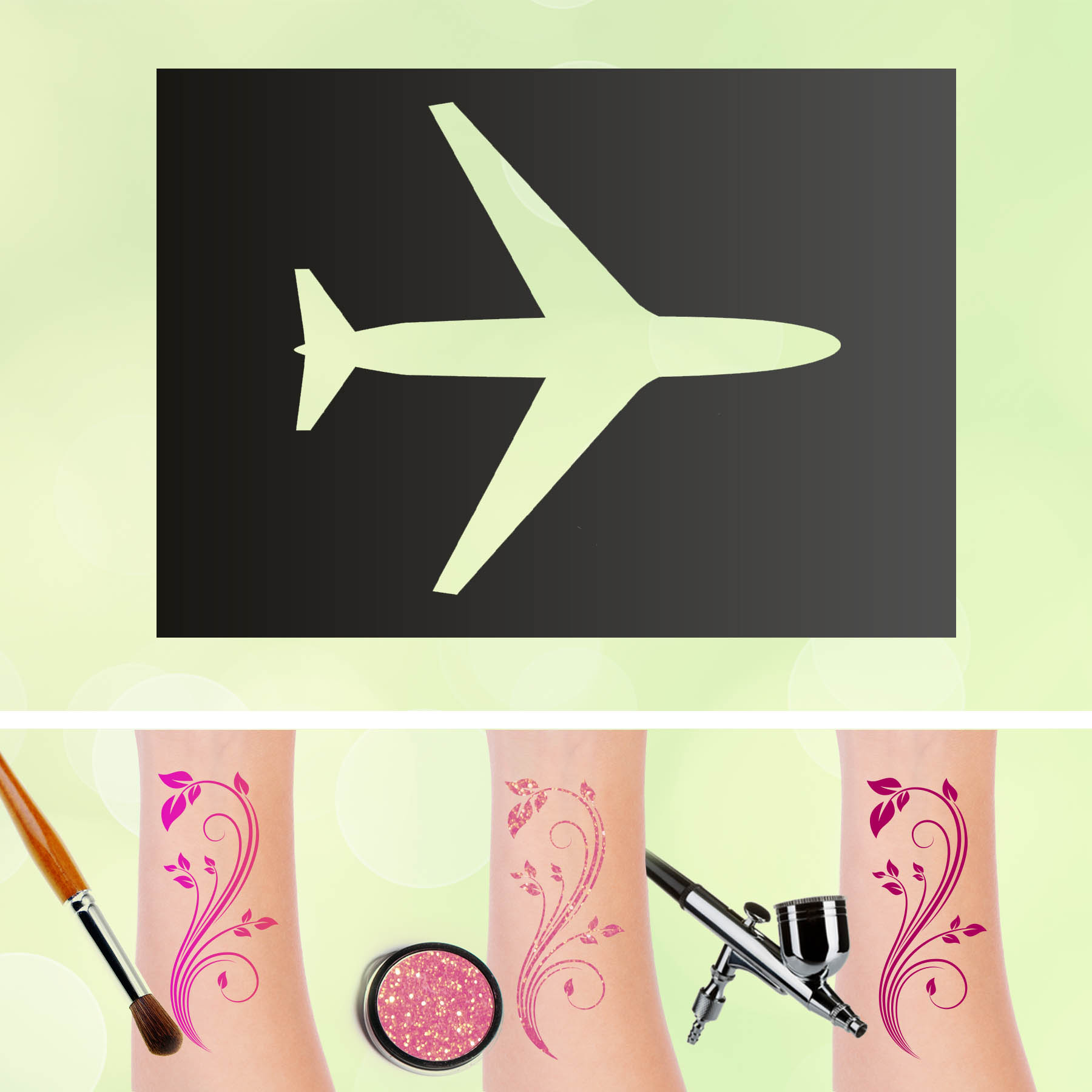 Tattoo Schablonen Flugzeug Selbstklebend Kinderschminken Airbrush