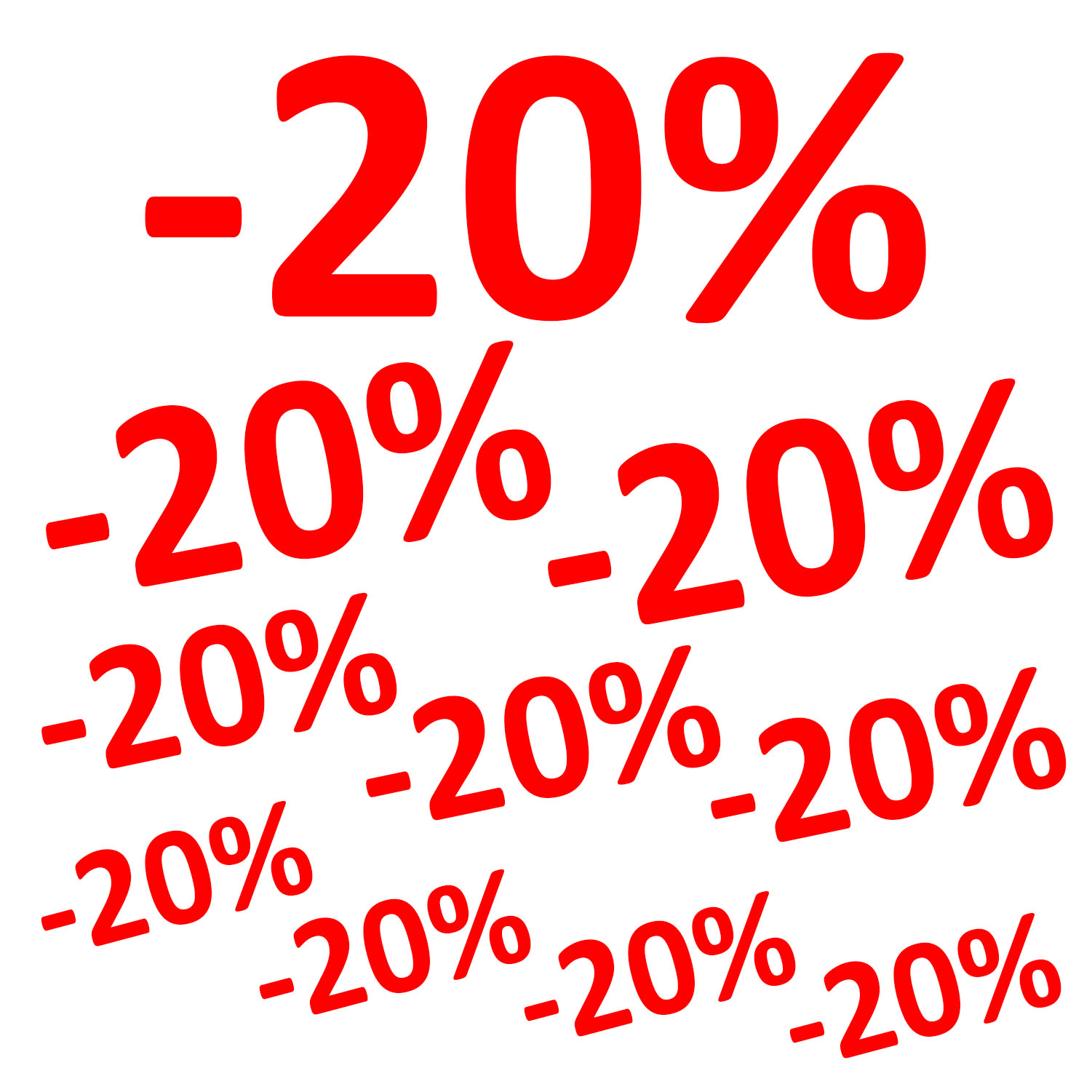 Aufkleber -20% 10er Set Prozent Sale Rabatt Reduziert Schaufenster Preisschild Ausverkauf Rot