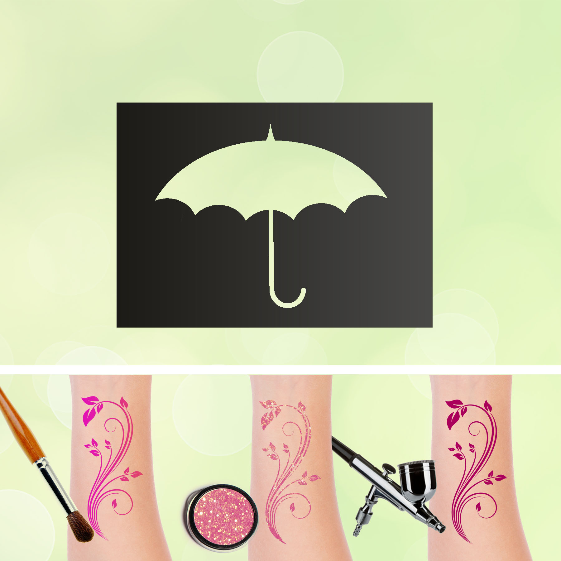 Tattoo Schablonen Regenschirm Selbstklebend Kinder Schminken Airbrush